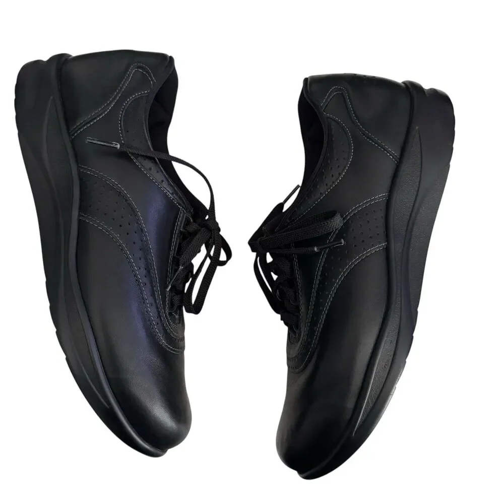 SAS Walk Easy‎ Black Leather Comfort Walking Shoes Women’s 9.5N $209 Made In USA